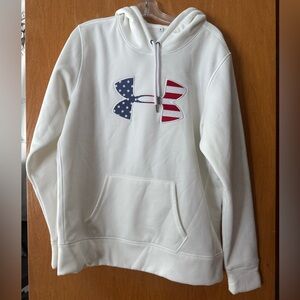 Under Armour Cream Hoodie with Flag Logo